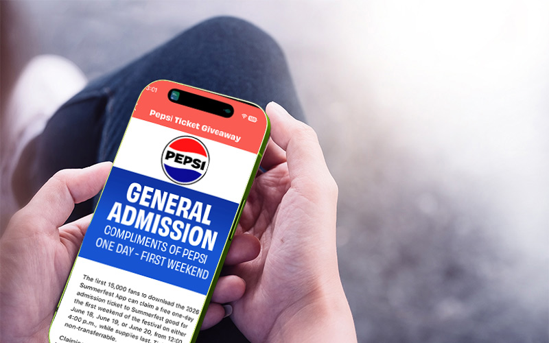 image of a hand holding a phone with the Summerfest App open